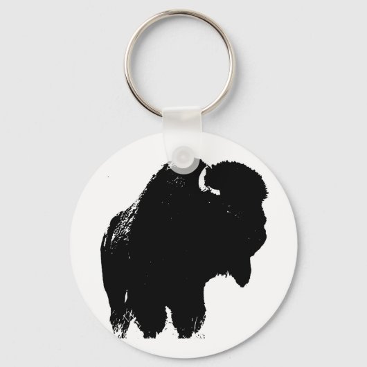 Pop Art Buffalo Bison Silhouette Schlüsselanhänger (Vorderseite)
