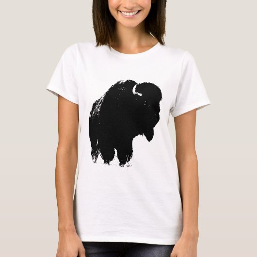 Pop Art Buffalo Bison Silhouette T-Shirt (Vorderseite)