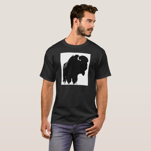 Pop Art Buffalo Bison Silhouette T-Shirt (Vorne ganz)