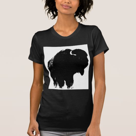 Pop Art Buffalo Bison Silhouette T-Shirt (Vorderseite)