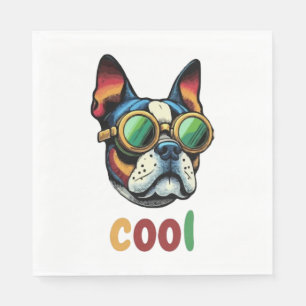 Pop Art Bulldog mit Brille Serviette