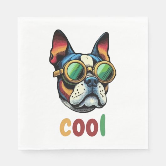 Pop Art Bulldog mit Brille Serviette (Vorderseite)