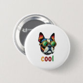 Pop-Art-Bulldog mit Schutzbrille Button (Vorne & Hinten)