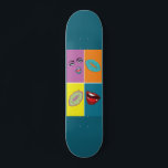 Pop Art Bundle Skateboard<br><div class="desc">Wandkunstdekoration im Pop Art Stil aus dem '80er, Der Künstlername ist "Klatsch Lippen", diese Kunst ist ganz meine eigene zeichnend, lebendige Farbe kontrastiert Lippen Mund und eine schöne Frau Gesicht in orange blau türkisfarben purpurpurpurfarben. Eine perfekte Geschenkidee für alle</div>