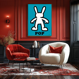 Pop Art Bunny - Kühne Aquamarine Kontur Poster