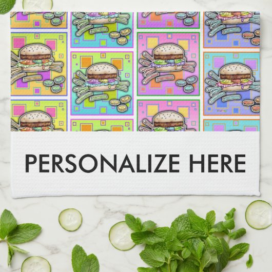 POP ART BURGER (Hamburger) Geschirrtuch (Gefaltet)