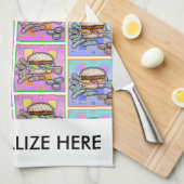 POP ART BURGER (Hamburger) Geschirrtuch (Viertel Falte)