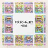 POP ART BURGER (Hamburger) Glasuntersetzer (Vorderseite)