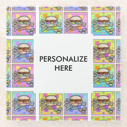 POP ART BURGER (Hamburger) Glasuntersetzer (Vorderseite)
