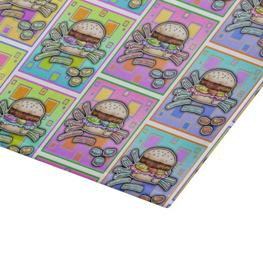 POP ART BURGER (Hamburger) Schneidebrett (Ecke)