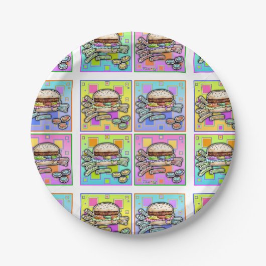 POP ART BURGER PAPPTELLER (Vorderseite)