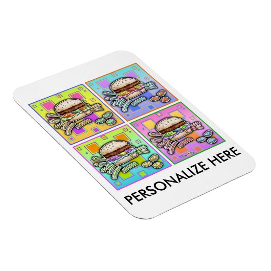 POP ART BURGER Pop Art HAMBURGER mit FRIES. Ein Cl Magnet (Rechte Seite)