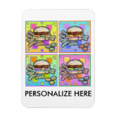 POP ART BURGER Pop Art HAMBURGER mit FRIES. Ein Cl Magnet (Vertikal)