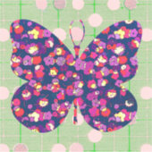 Pop Art Butterfly auf Vintagem Aufkleber (Vorderseite)