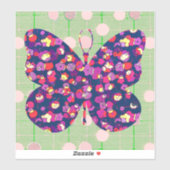Pop Art Butterfly auf Vintagem Aufkleber (Blatt)