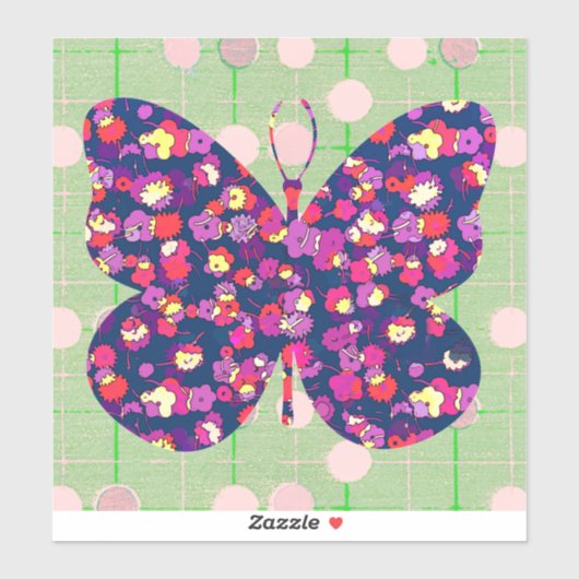 Pop Art Butterfly auf Vintagem Aufkleber (Blatt)