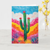 Pop Art Cactus Southwest Stationery Karte (Gelbe Blume)