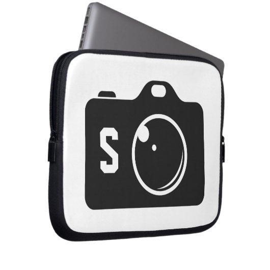 Pop Art Camera Black/White Monogram Laptopschutzhülle (Vorne Rechts)