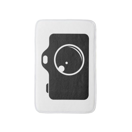 Pop Art Camera Schwarz/Weiß Badematte (Vorderseite Vertikal)