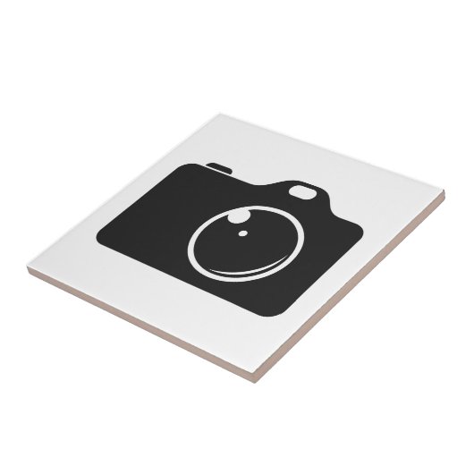 Pop Art Camera Schwarz/Weiß Fliese (Seite)