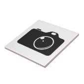 Pop Art Camera Schwarz/Weiß Fliese (Seite)