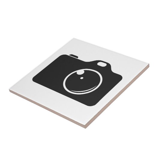 Pop Art Camera Schwarz/Weiß Fliese (Seite)