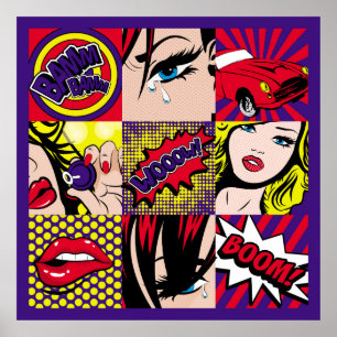 Pop Art Card Illustrationart,Pop,beautiful,Comic,d Poster