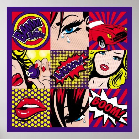 Pop Art Card Illustrationart,Pop,beautiful,Comic,d Poster (Vorne)
