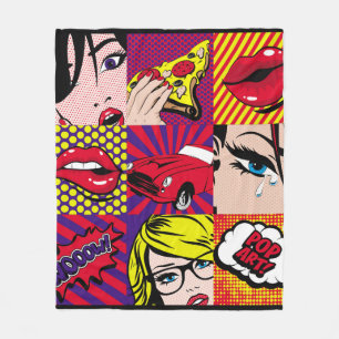 Pop Art Card Illustrationsmuster, Art,Comic,Pop,re Fleecedecke
