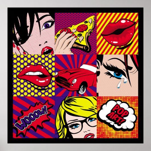 Pop Art Card Illustrationsmuster, Art,Comic,Pop,re Poster (Vorne)