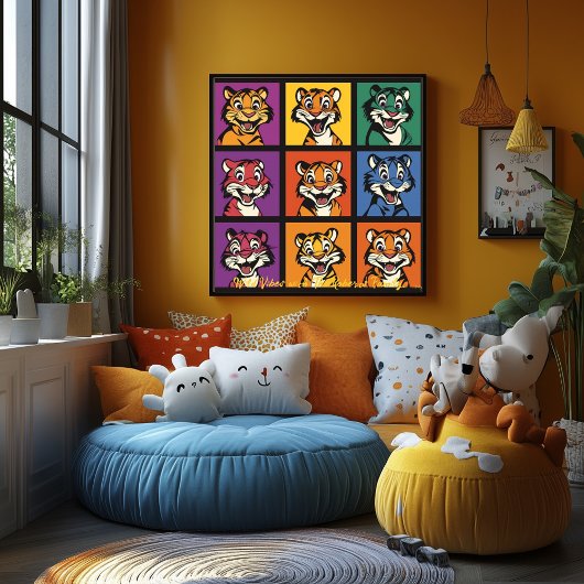 Pop Art Cartoon Tiger Grill Kunst, Dichtung und Mu Poster