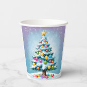 Pop Art Cartoon Weihnachten Pappbecher (Rückseite)