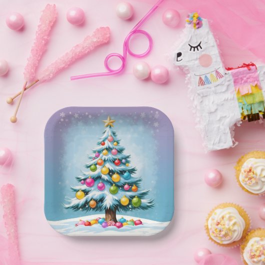 Pop Art Cartoon Weihnachten Pappteller (Party)