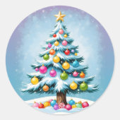 Pop Art Cartoon Weihnachten Runder Aufkleber (Vorderseite)