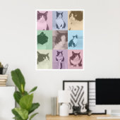 Pop Art Cat 9 Foto Moderner Retro-Farbblock Poster (Heimbüro)