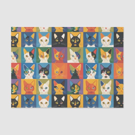 Pop Art Cat Collage Decoupage Seidenpapier (Vorderseite)