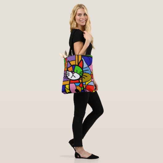 Pop Art Cat Design Vibranful and Coulourful Tasche (Am Model)