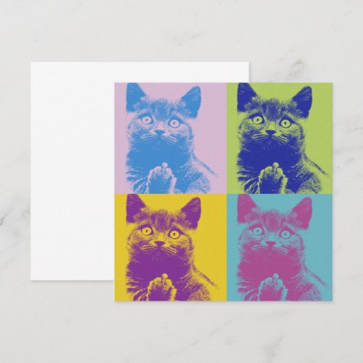 Pop Art Cat Flat Danke Karte (Vorne/Hinten)