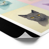 Pop Art Cat Foto Moderner Retro Farbblock Poster (Ecke)