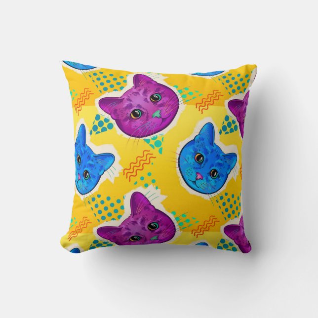 Pop Art Cat Throw Kissen (Vorderseite)