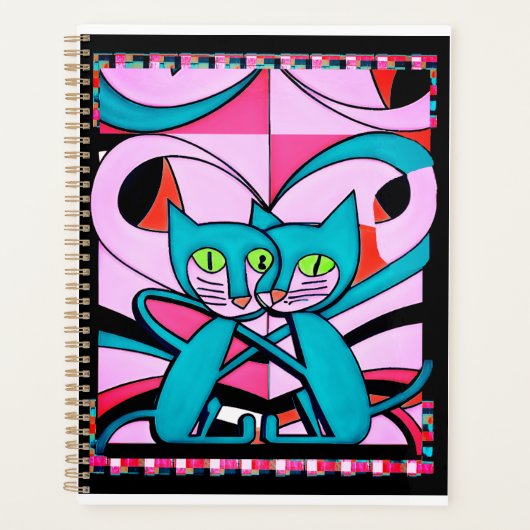 Pop Art Cats, Art Print, Maximalist Dekor Planer (Vorderseite)