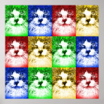 Pop Art Cats Red Blue Yellow Gold Green Poster<br><div class="desc">Rote Katze, grüne Katze, gelbe Katze, blaue Katze! Ein cool wiederholtes Muster moderner Pop Art Katzen in fett gefärbten Farben. Dieses Kunstwerk wird auch durch Neo-Impressionismus und fauvistische Farben beeinflusst. Es wird aus einem normalen Katzengesicht, Katzengesicht und -front hergestellt, in Schwarz und Weiß dekonstruiert und anschließend durch eine Reihe von...</div>