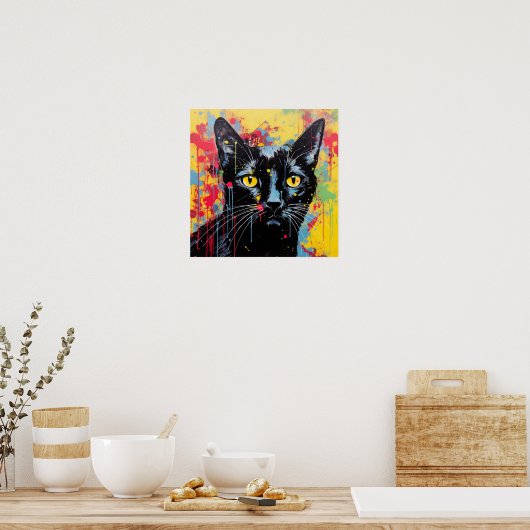 Pop Art Cats: Schwarz Poster (Küche)