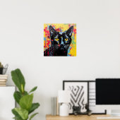 Pop Art Cats: Schwarz Poster (Heimbüro)