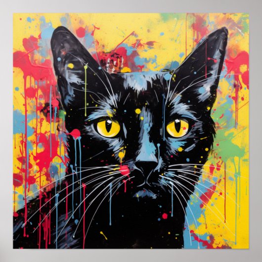Pop Art Cats: Schwarz Poster (Vorne)