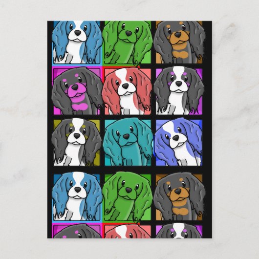 Pop Art Cavalier King Charles Spaniel Postkarte (Vorderseite)