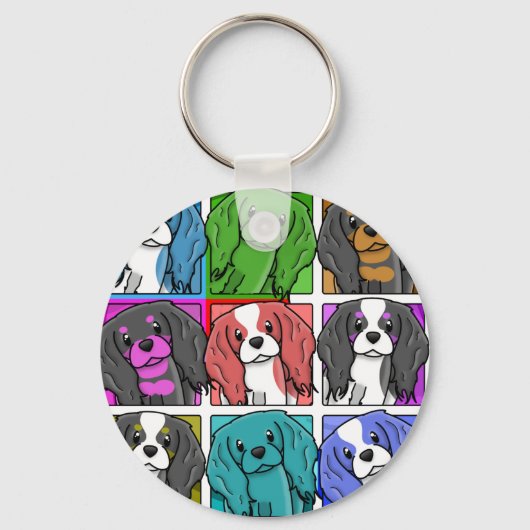 Pop Art Cavalier King Charles Spaniel Schlüsselanhänger (Vorderseite)