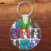 Pop Art Cavalier King Charles Spaniel Schlüsselanhänger (Vorderseite)