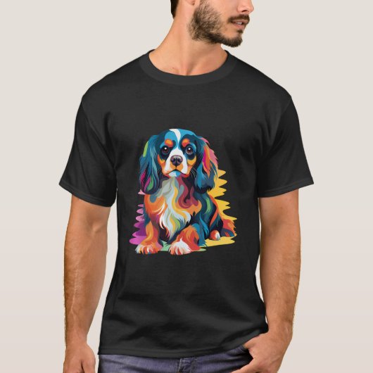 Pop Art Cavalier King Charles Spaniel T-Shirt (Vorderseite)