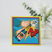 Pop Art Celebration by Year Invitation Einladung (Stehend Vorderseite)